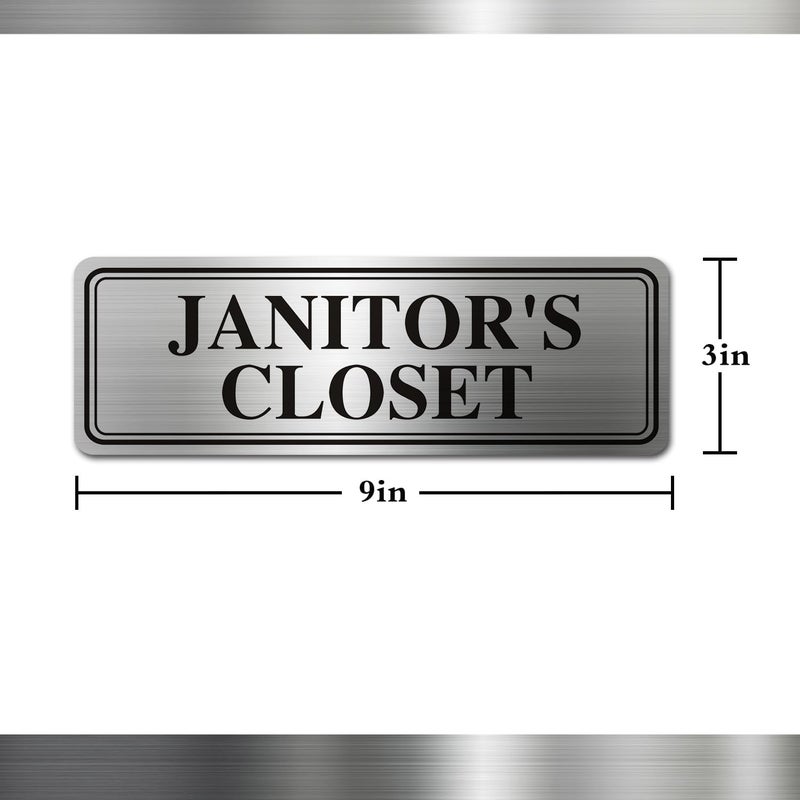 LEMBANG Metal Stainless Steel Janitor's Closet Sign for business,With Self Adhesive,9x3in (JANITOR CLOSET) - Image 3